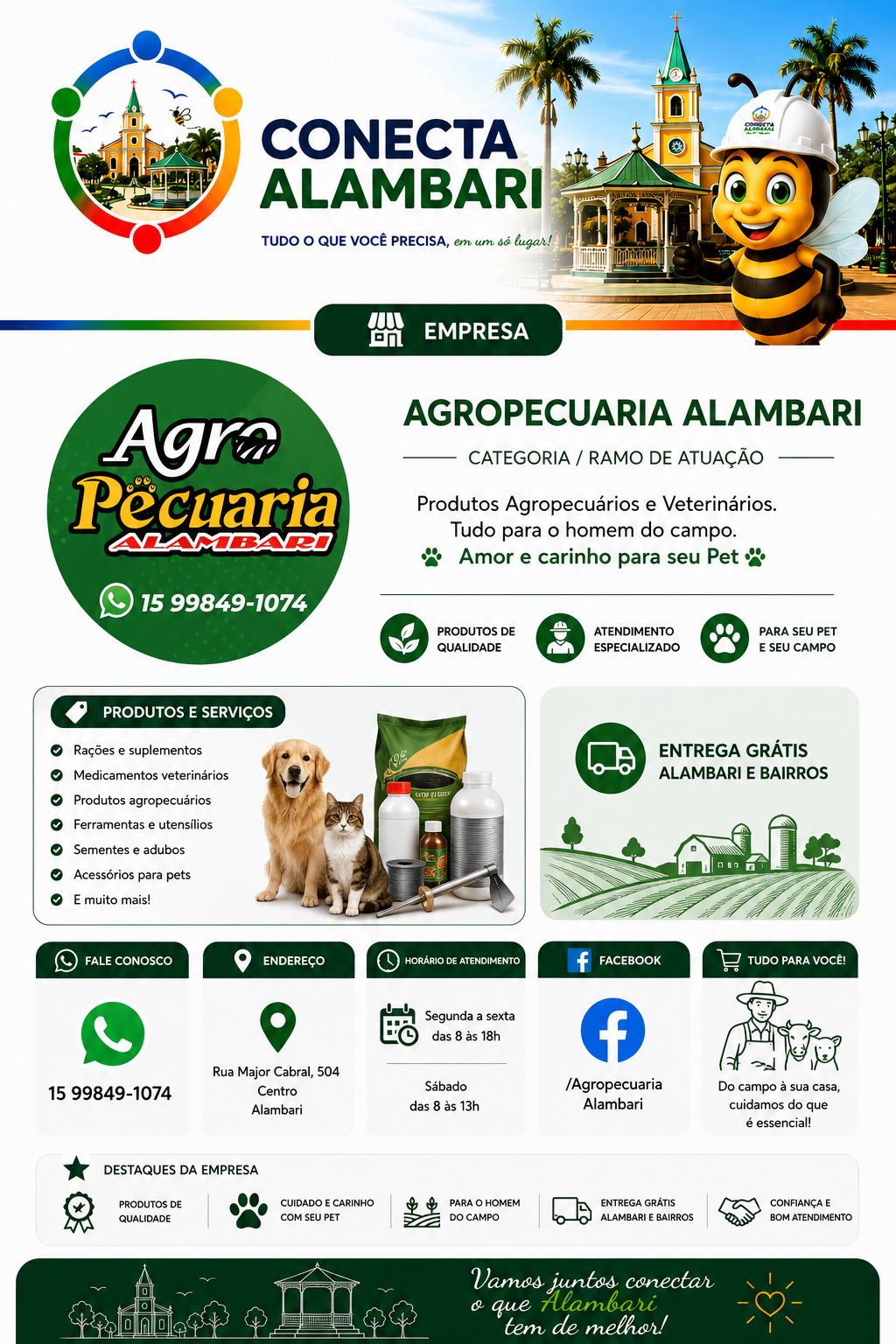 Página da Agropecuária Alambari no Conecta Alambari.