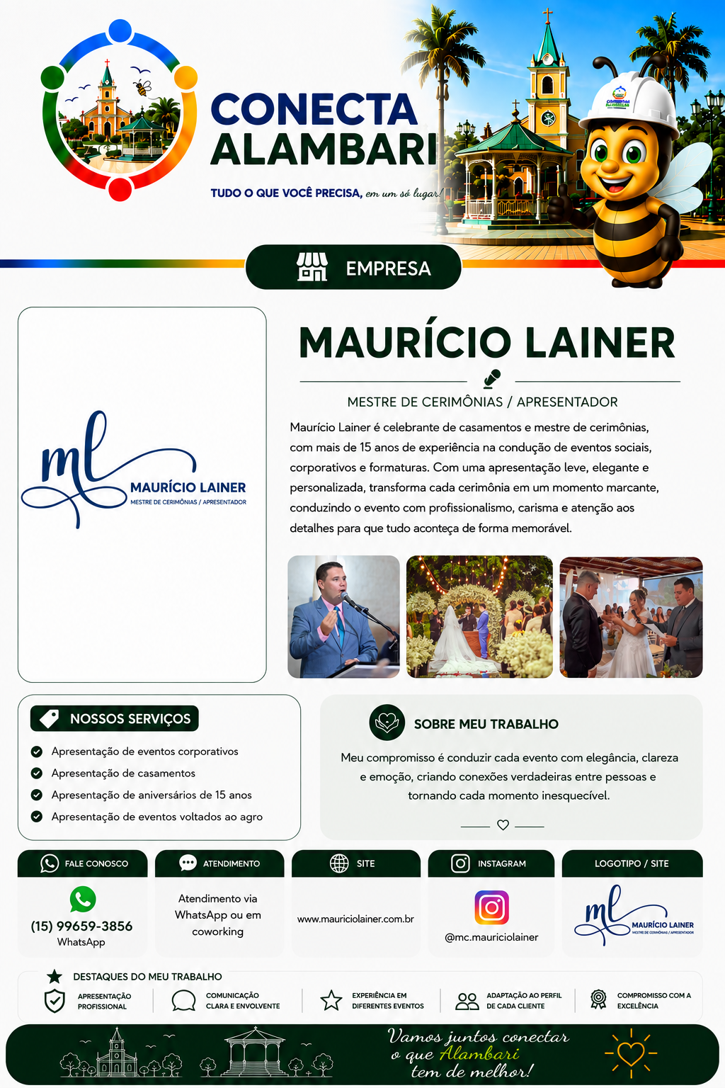 Página profissional de Maurício Lainer no Conecta Alambari.