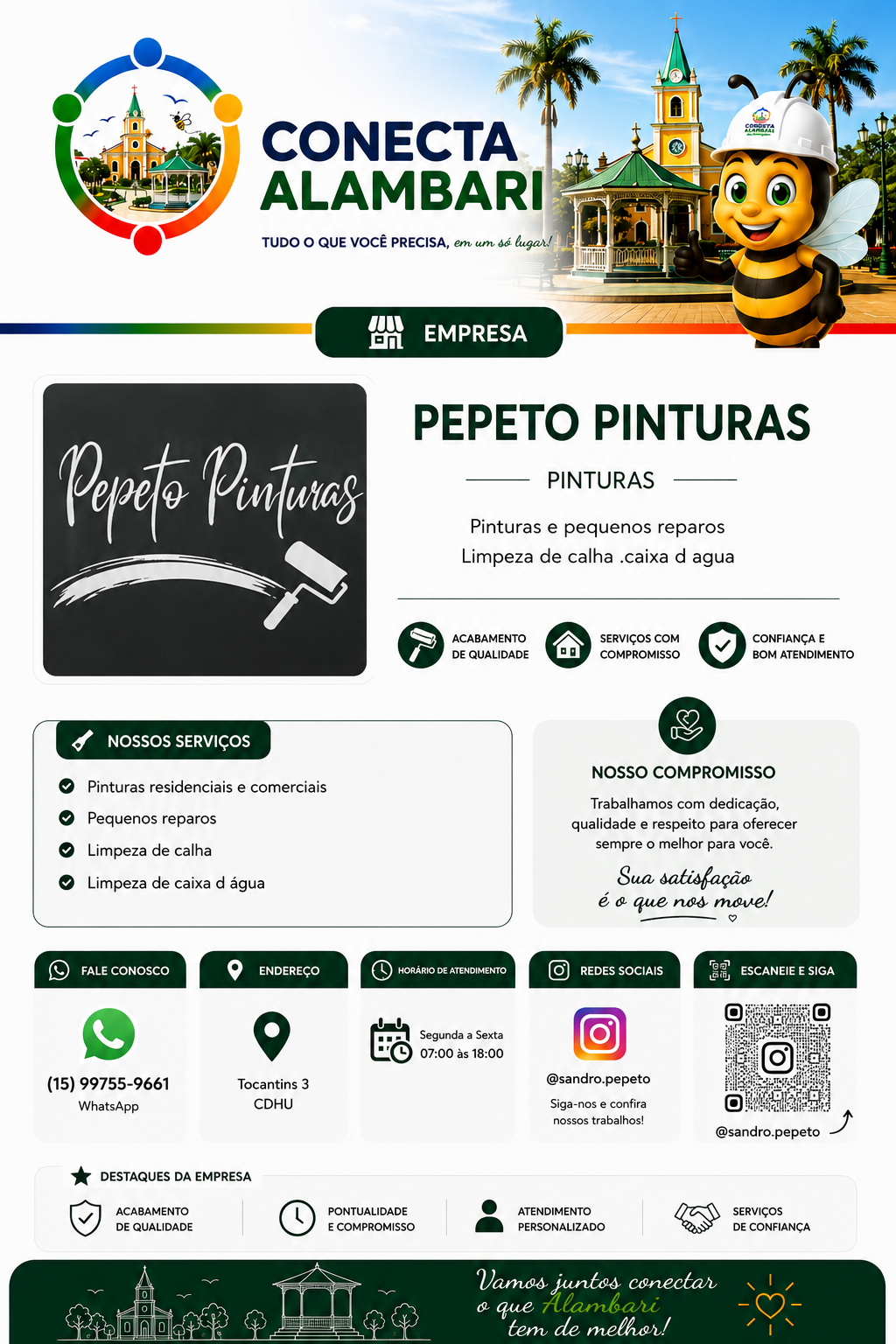 Página da Pepeto Pinturas no Conecta Alambari.