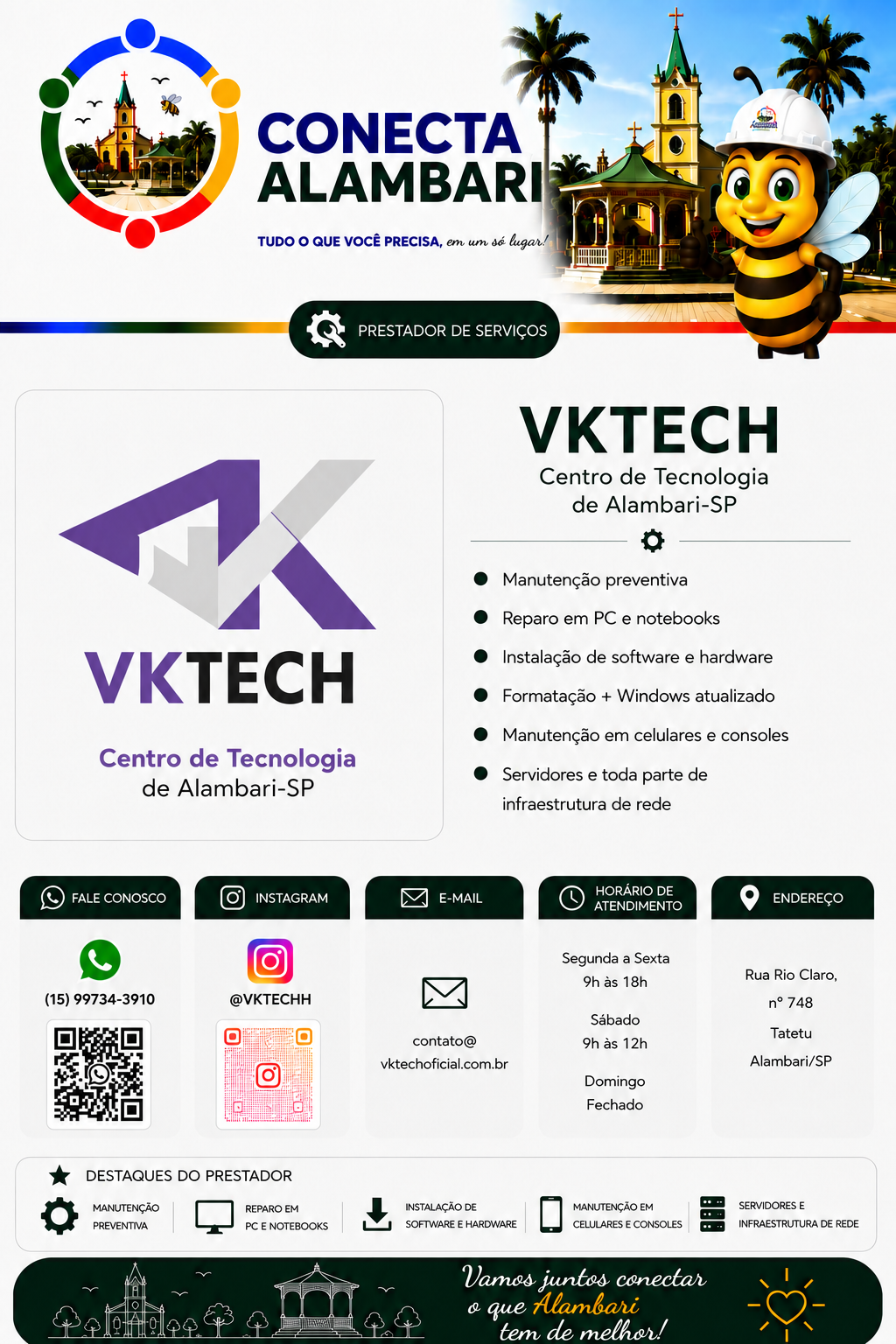 Página institucional da VKtech no Conecta Alambari